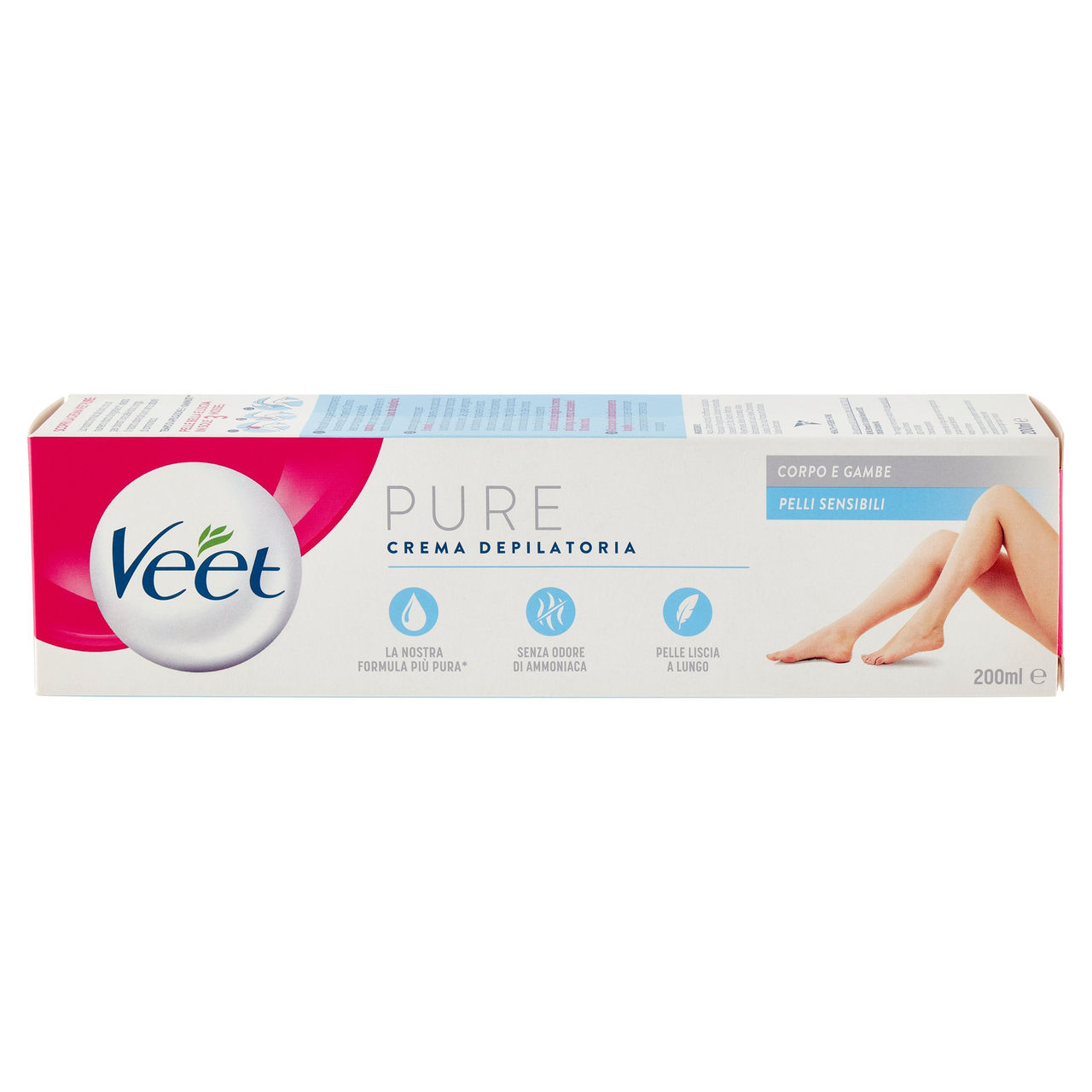 Veet Crema Depilatoria Pelli Sensibili, per Gambe, Braccia, Ascelle e Zona Bikini, 200 ml