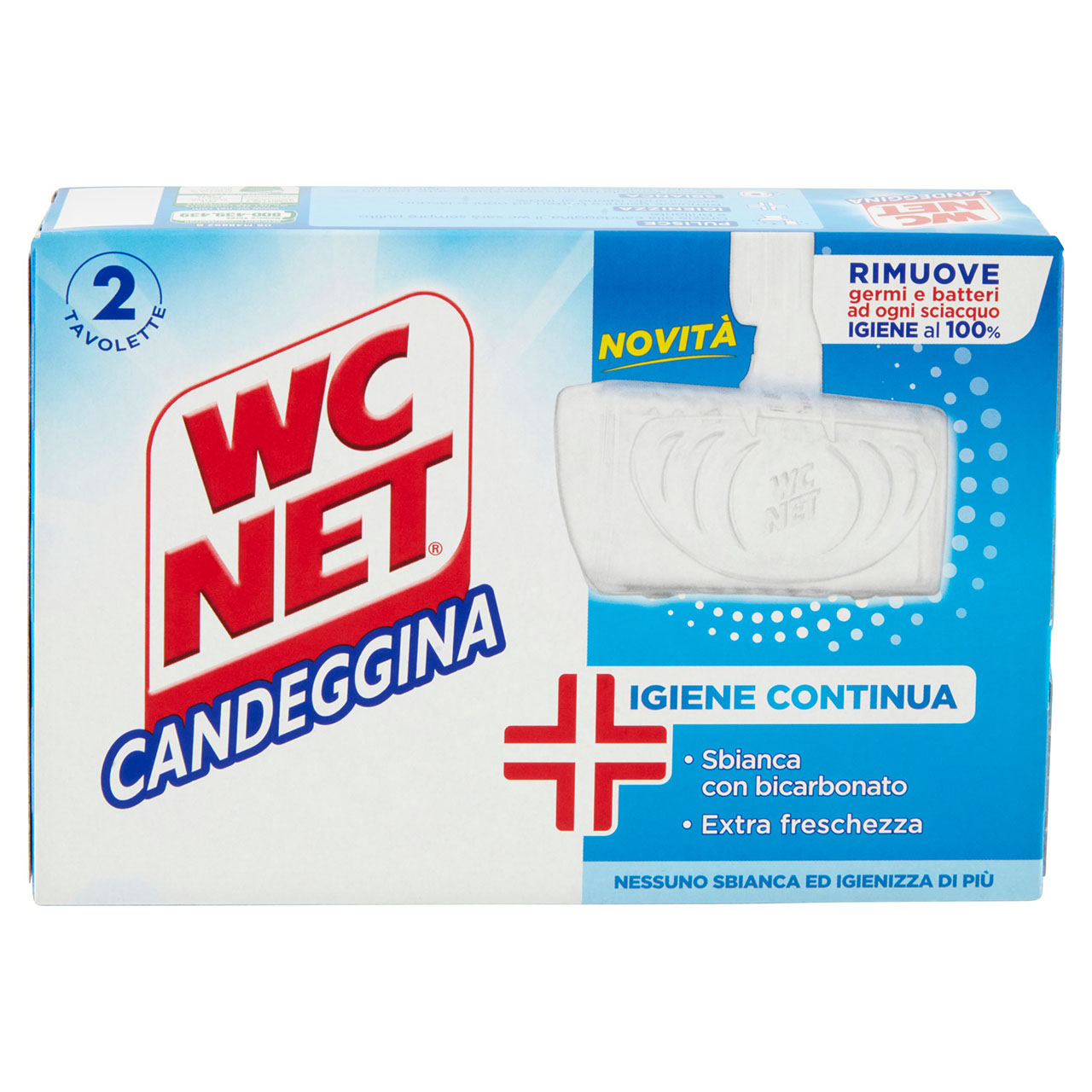 Wc Net - Tavoletta Candeggina 3 Effect, Tavoletta Solida per WC, Azione Pulente e Sbiancante, 2 pz