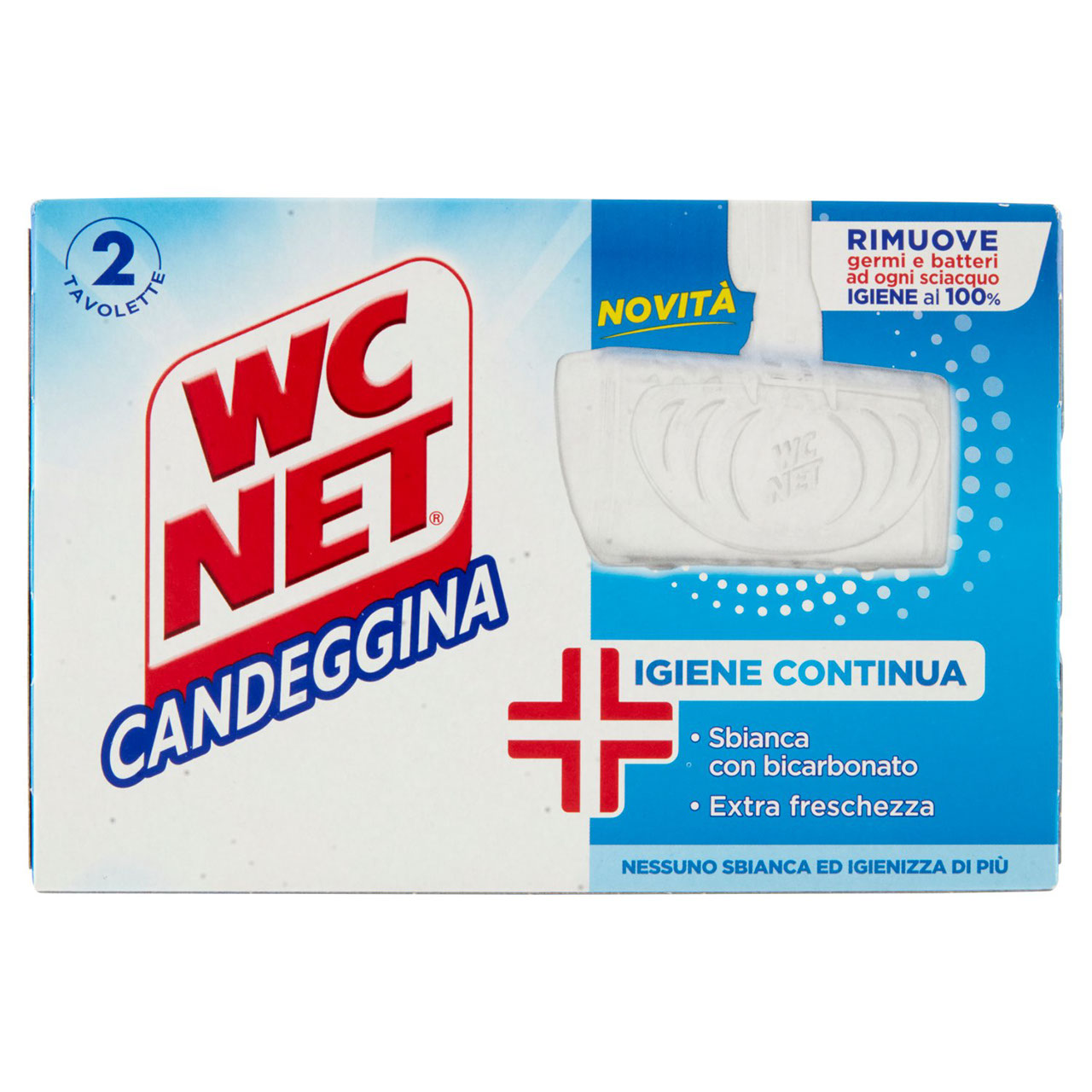 Wc Net - Tavoletta Candeggina 3 Effect, Tavoletta Solida per WC, Azione Pulente e Sbiancante, 2 pz