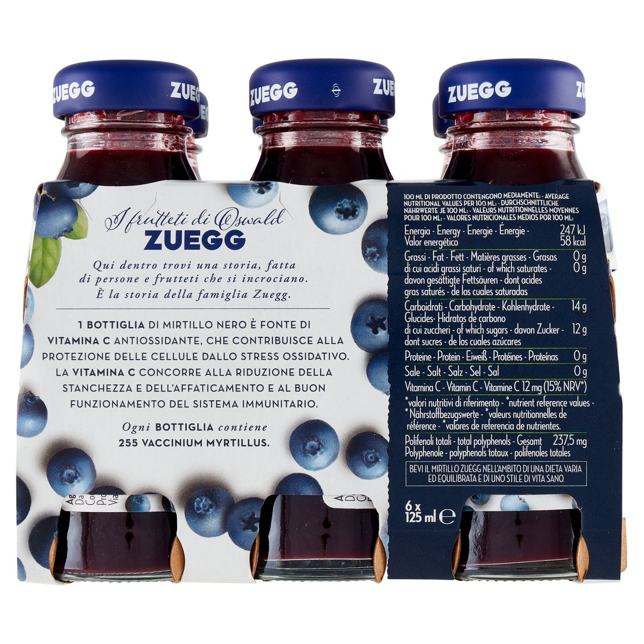 Zuegg Nettare di Mirtillo Nero Selvatico 6x125 ml