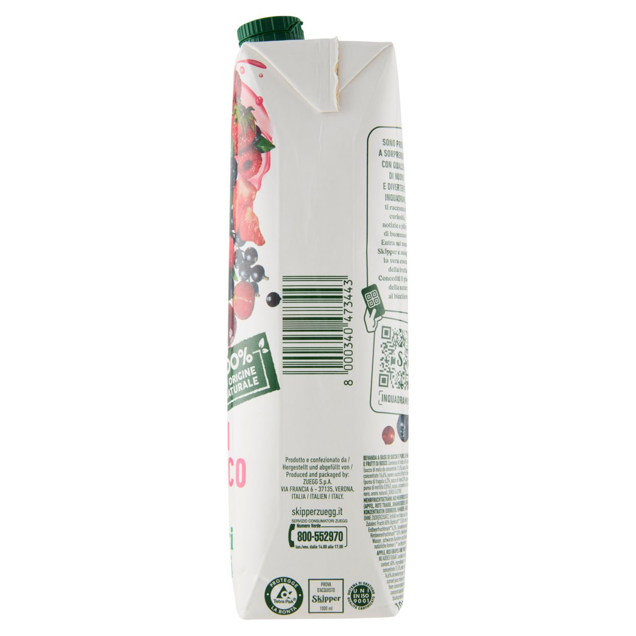 Zuegg Skipper No Zuccheri Aggiunti Frutti di Bosco